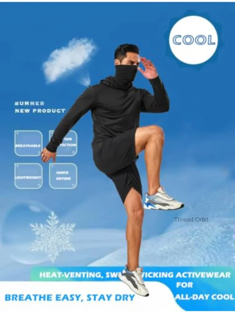 5 Pack Men's Rash Guard Hoodies with Face Mask Sun Protection UPF Lightweight